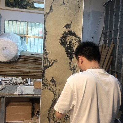 明 八大山人(朱耷)花鸟四条屏纸本 仿古水墨花鸟国画微喷装饰画