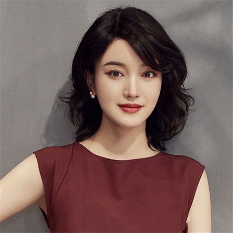 假发女中长发卷发全头套式自然短卷发中老年女士妈妈真发发套逼真