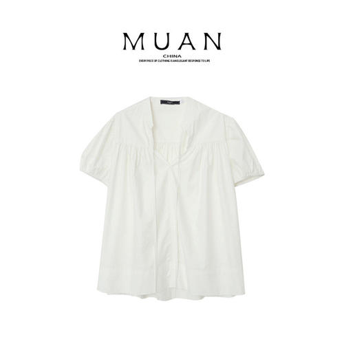 木岸muan贝儿T夏季定制100棉宽松长袖衬衫短袖上衣女DS-6655