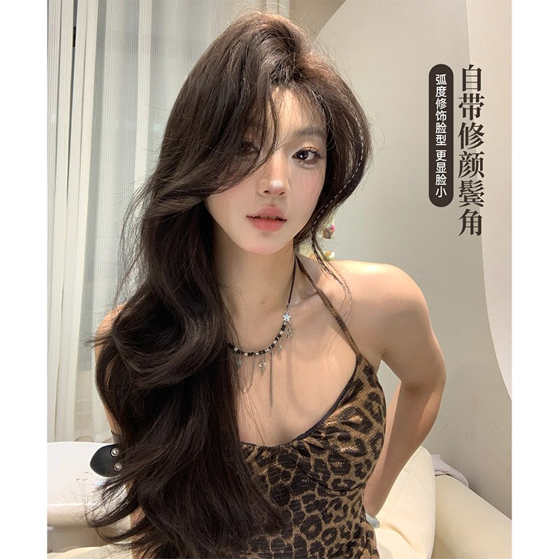 【心动露丝】束朵假发女日常网红长卷发新款大波浪碎毛刘海全头套