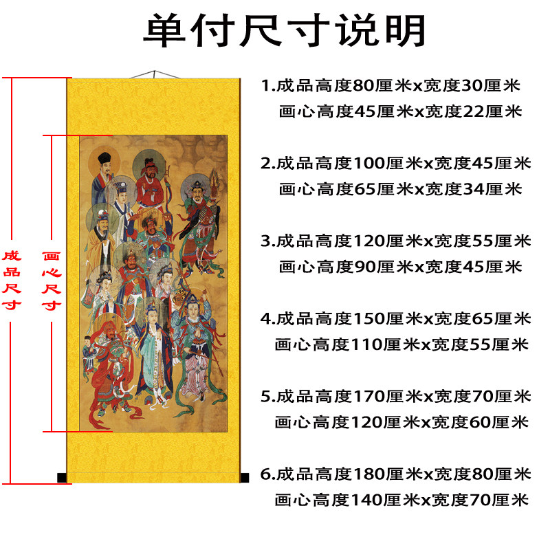佛菩萨二十四诸天左右护法神像挂画道场案子装饰卷轴画24诸天画像