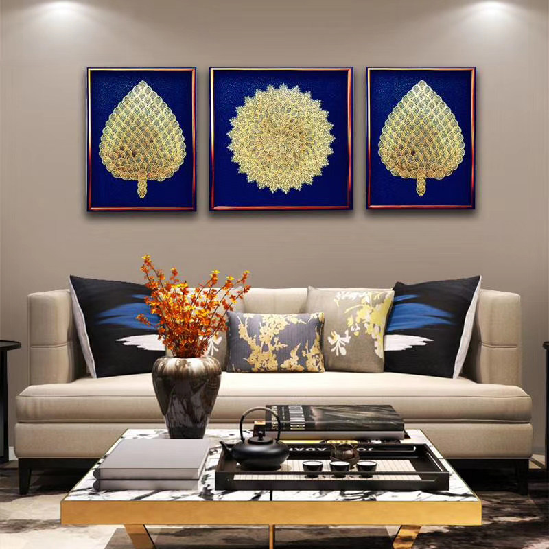 手工立体实物装饰画木雕家金叶子家大业大壁画客厅沙发背景墙挂画