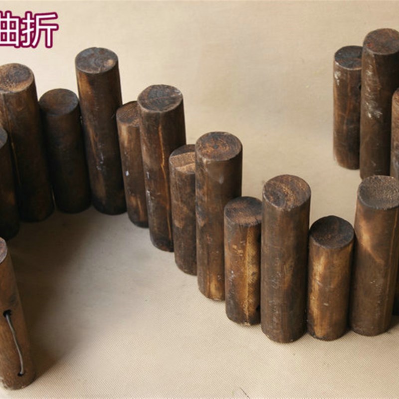 木栅栏碳化篱笆花坛装饰庭院围栏园艺防腐木桩护栏仿古做旧圆木