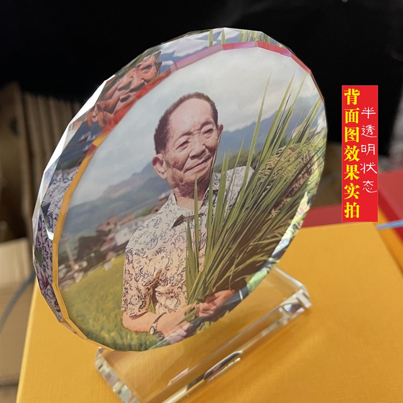 感动中国人物袁隆平画像周边纪念品水晶摆件手工工艺品书房摆设品