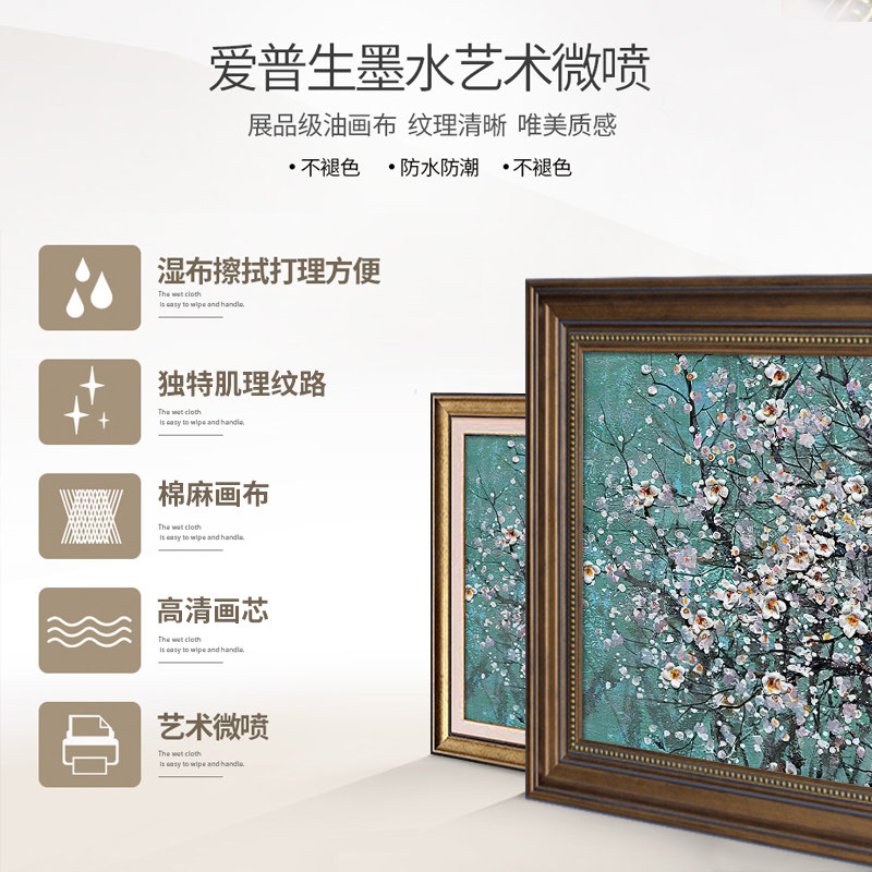 客厅装饰画一整幅美式背景墙画抽象花卉油画餐厅大幅挂画卧室壁画
