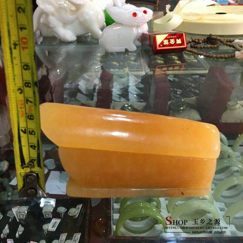 天然米黄玉棺材手把件摆件家居玄关酒柜桌面电视柜工艺品礼品摆设