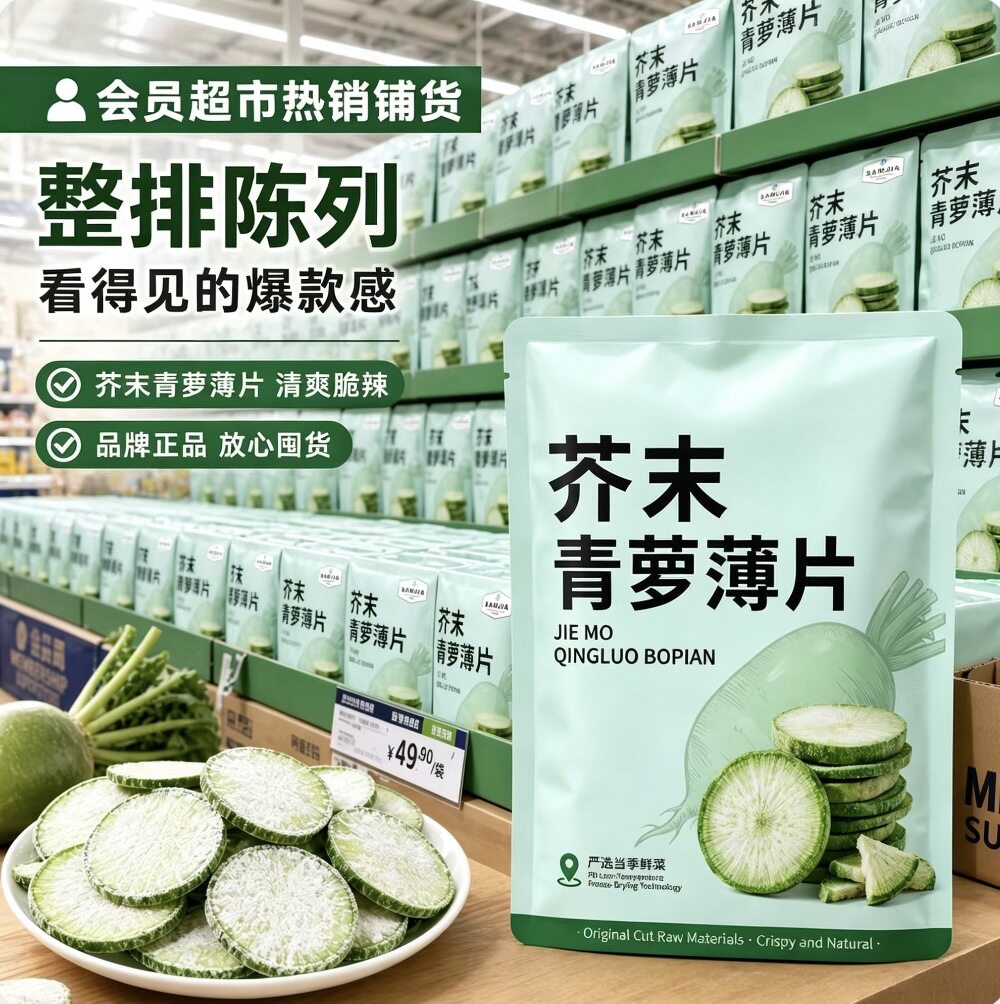 芥末青萝卜薄片即食新鲜青萝卜原切干小零食办公室宿舍