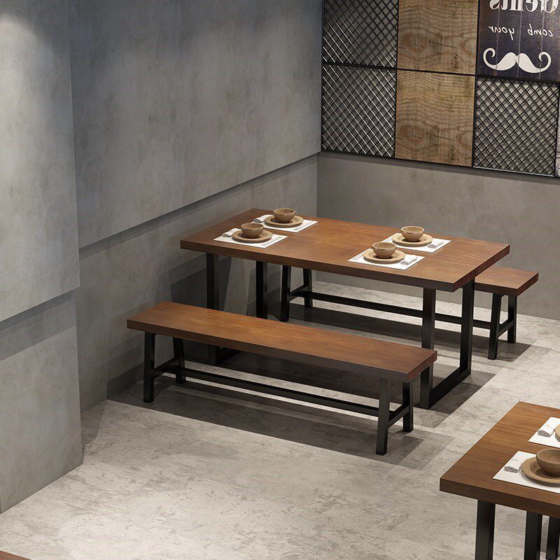 复古工业风餐桌椅组合餐厅酒吧烧烤店实木商用长方形奶茶店桌椅子