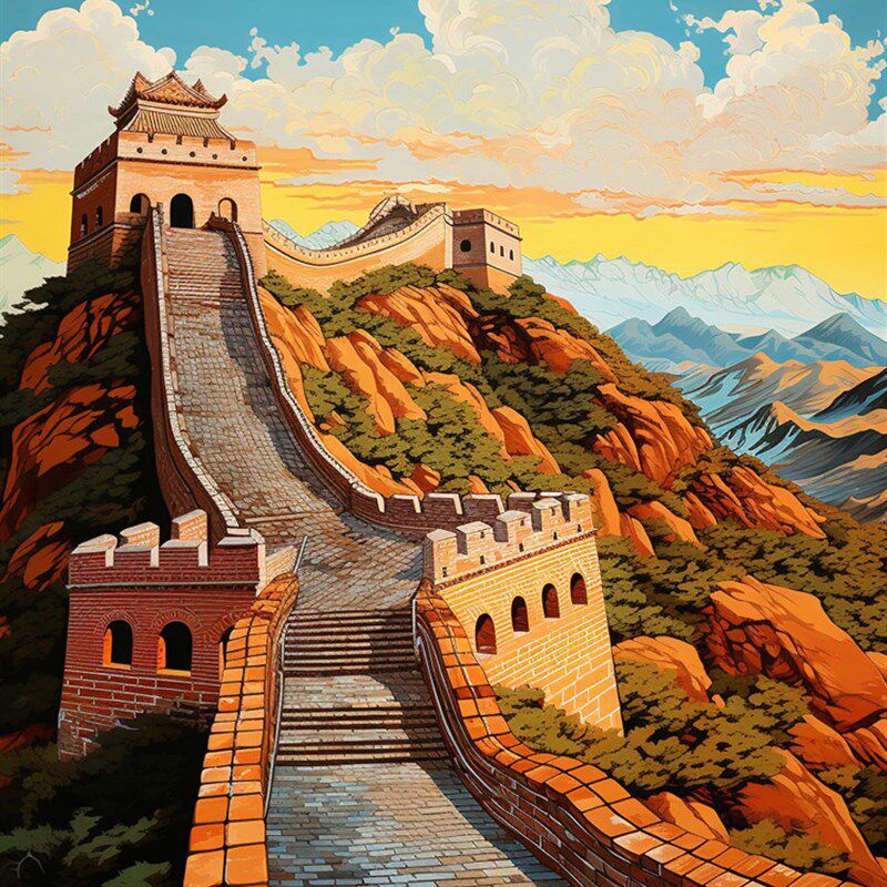 长城依旧卧数字油画手绘画画diDIY/数字油画