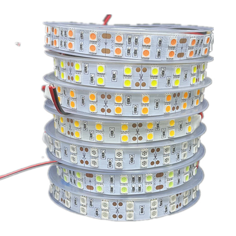 24v超高亮双排LED灯带12v白红蓝绿金黄粉冰蓝光软条货车设备机器