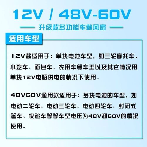车载风扇12v24v60V伏夜市摆摊电动车通用制冷强小静音风扇8寸10寸