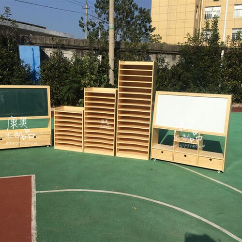 幼儿园实木画纸柜画室4K开卡纸收纳柜多功能纸张存储架12层画纸架