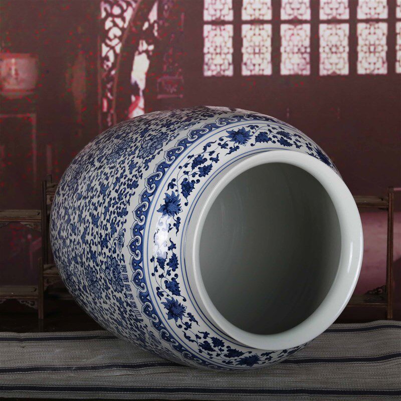 景德镇青花瓷字画桶书画筒直筒卷轴缸箭筒大号花瓶花插陶瓷雨伞缸
