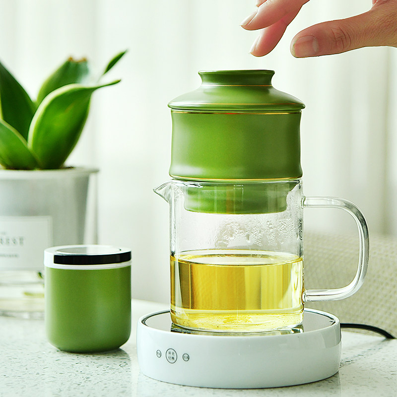 成艺茶壶茶具自动冲茶器保温加热办公过滤泡茶杯茶水分离耐热玻璃