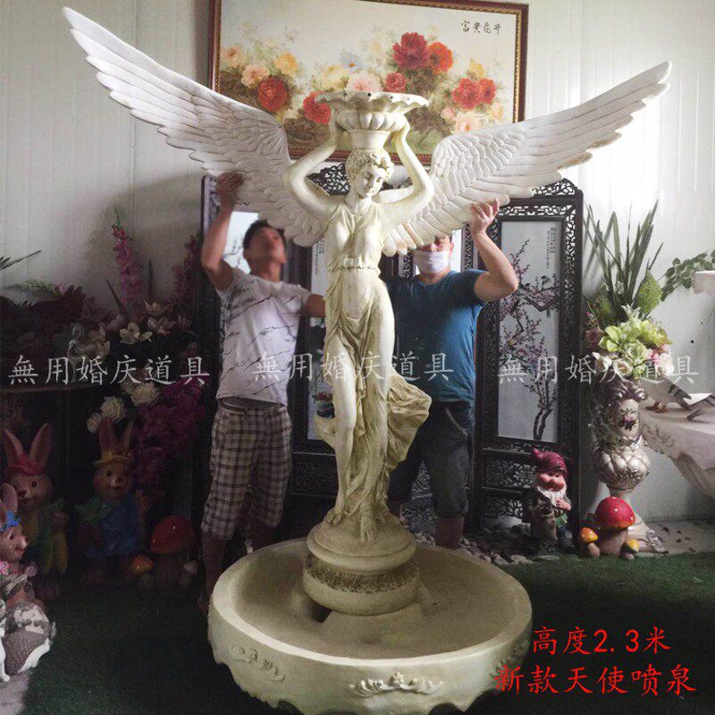 欧式天使流水艺术喷泉花园别墅酒店影楼喷水池雕塑工艺婚礼摆件