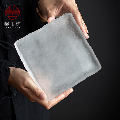 馨玉坊创意手工琉璃壶承简约干泡养壶玻璃托盘茶壶垫茶道配件壶托