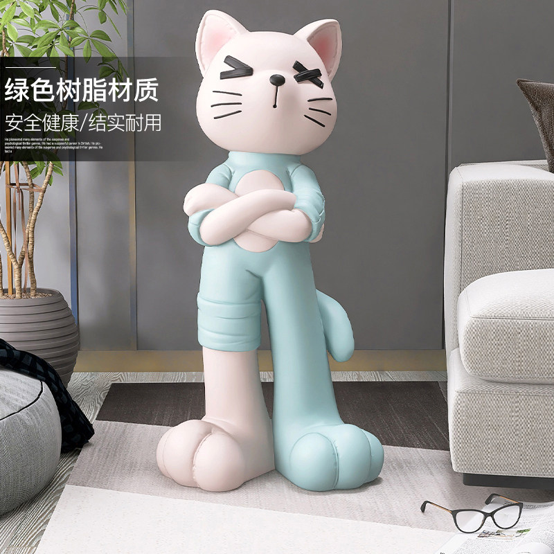 创意招财猫摆件客厅大型落地家居装饰品电视柜旁摆设乔迁新居礼品