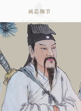 汉钟离画像 钟吕传道图吕洞宾卷轴挂画 钟离权绢布装饰字画可定制