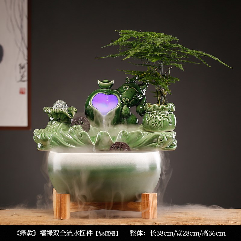 禅意中式流水摆件开运流水过滤鱼缸创意客厅玄关桌面乔迁开业礼品