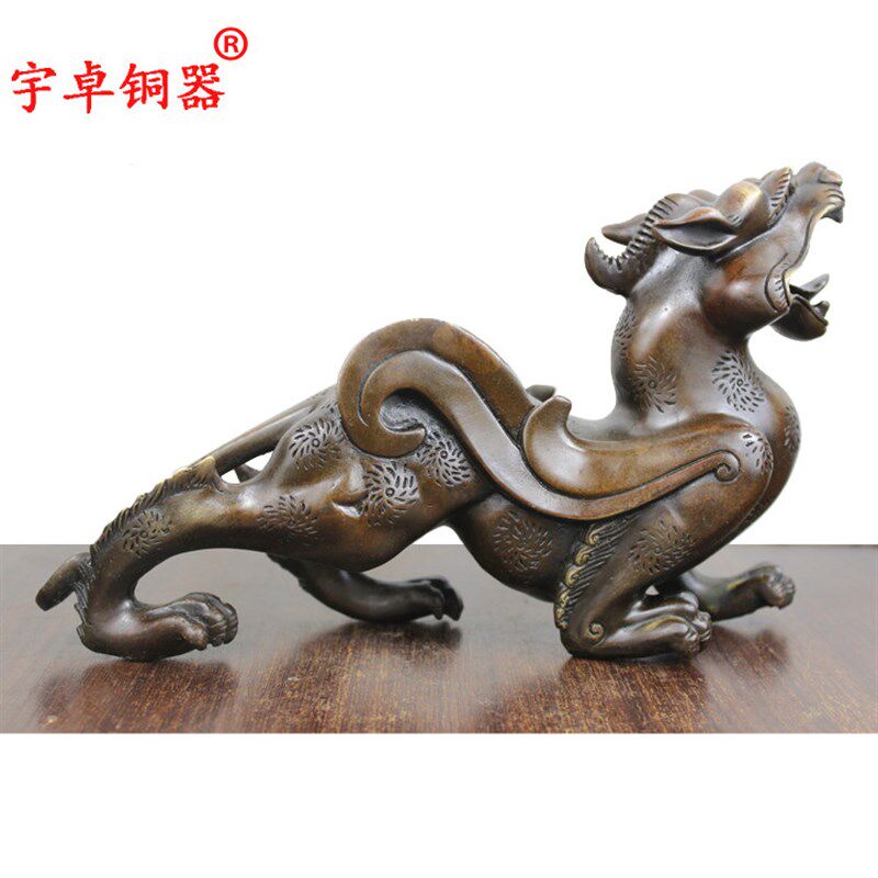 宇卓铜器 纯铜貔貅黄铜貔貅皮丘梅花貔貅工艺品摆件