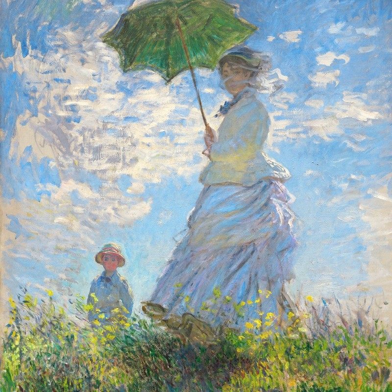 莫奈装饰画客厅挂画撑伞的女人卧室餐厅玄关沙发背景墙印象派壁画