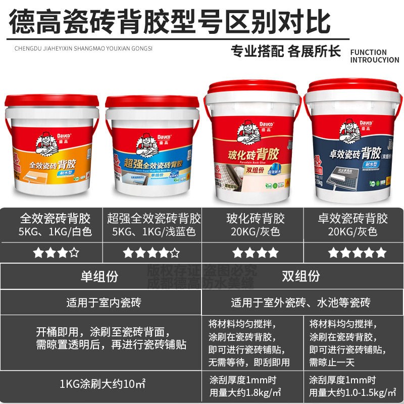 德高瓷砖超强全效背胶卓越卓效瓷砖背胶超强粘接剂1kg5kg20kg图片