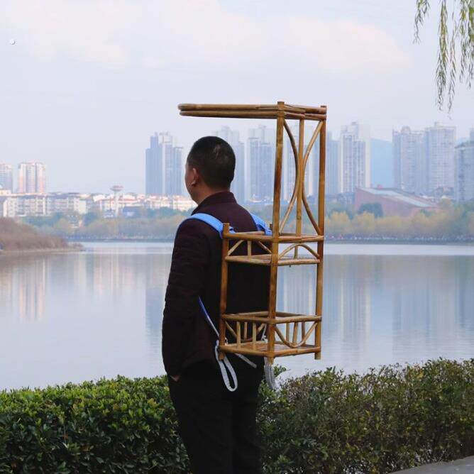 背篓背小孩宁采臣同款古代书生多功能居士网红古风背篓卖货郎摆摊