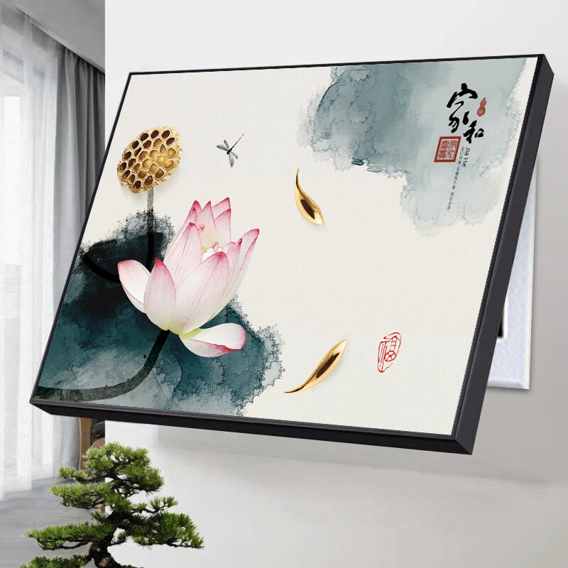 电表箱装饰画免打孔翻盖配电箱荷花画遮挡新中式总开关电源电闸盒
