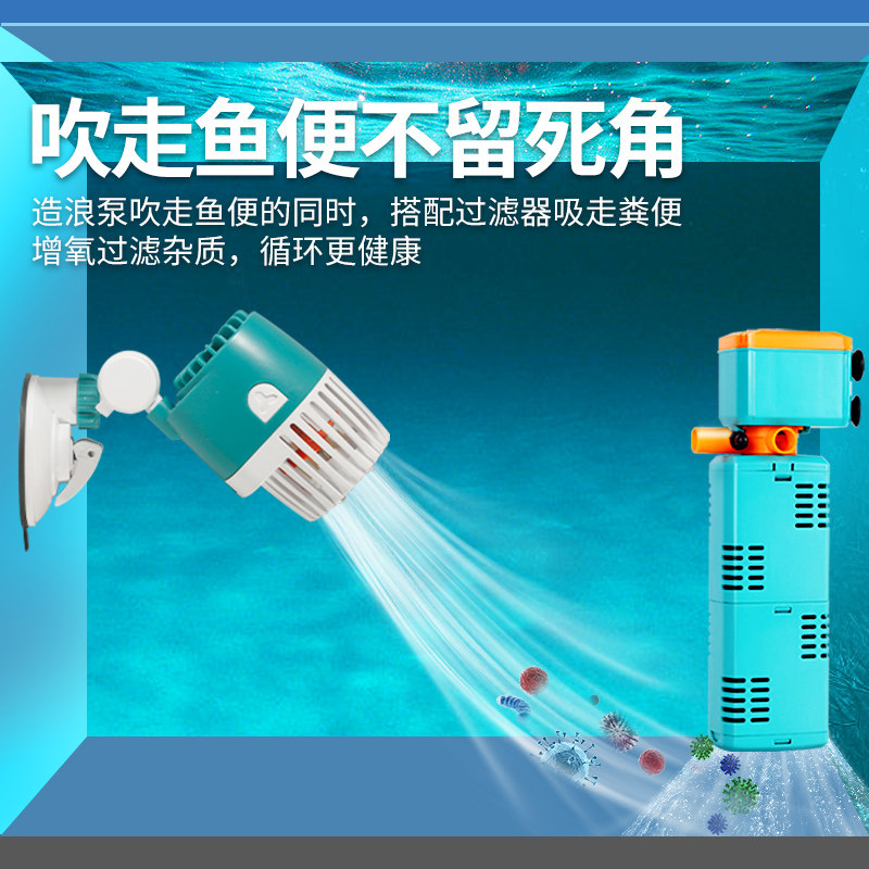 SQG鱼缸造浪泵双头冲浪泵溪流缸打浪器 底部造流泵图片