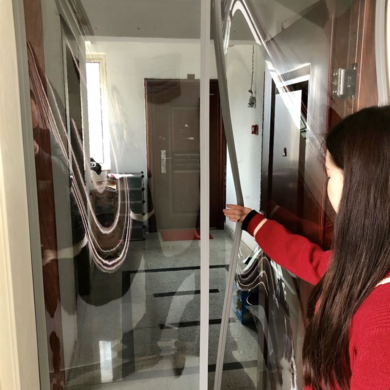 免打孔磁吸门帘 加厚灰边防风隔断帘 可订制尺寸商用透明PVC门帘
