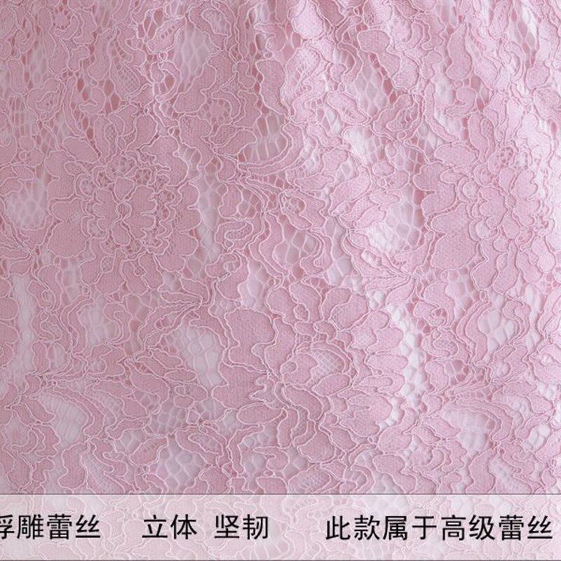 蕾丝半身裙黑白色春夏气质粉红色高腰镂空中长款包臀裙开叉一步裙