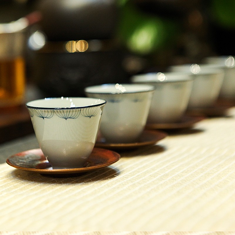 轩铭堂 纯铜杯垫 创意茶杯隔热杯托圆形复古铜茶托日式茶道零配件