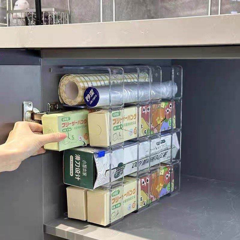 保鲜膜收纳神器厨房置物架各种神器整理架子放柜子杂物塑料收纳盒