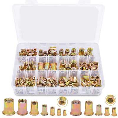 230PCS 盒装 M3-M12/碳钢平头螺纹铆钉拉铆螺母组合套件