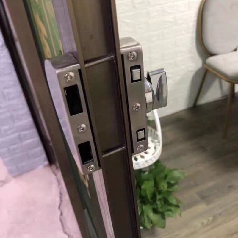 有框门锁木门锁铝合金双门双开玻璃门锁不锈钢防盗锁商铺中央门锁