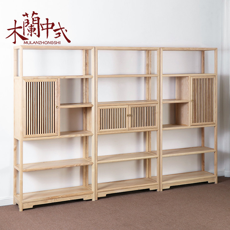 新中式博古架禅意简约客厅隔断茶室家具展示架茶叶架书架白蜡木
