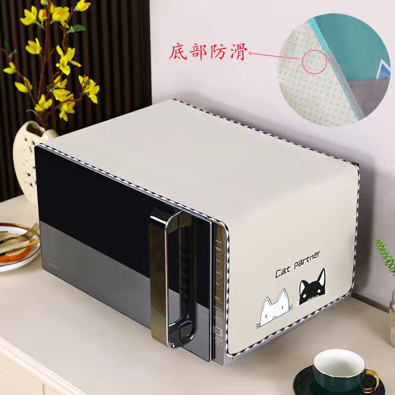 防滑微波炉防尘罩亲肤绒面烤箱盖布卡通保护罩双面加厚罩子冰箱帘