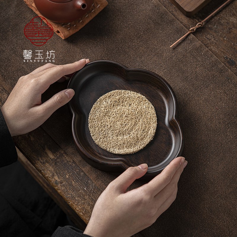 馨玉坊黑檀木壶承小型隔热养壶垫加厚茶壶底座壶托茶道配件丝瓜垫