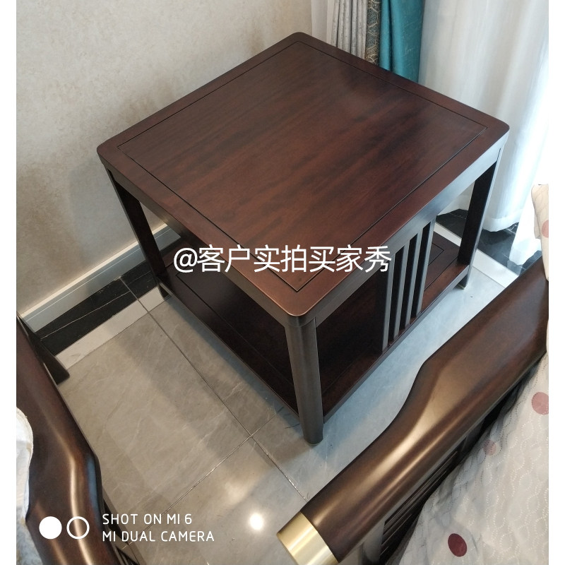 新中式全实木角几柜客厅沙发边几边桌轻奢正方形小桌子电话咖啡桌