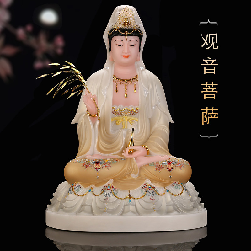 汉白玉全堂佛一套家用实心佛像坐莲摆件弥勒佛娑婆三圣释迦牟尼佛