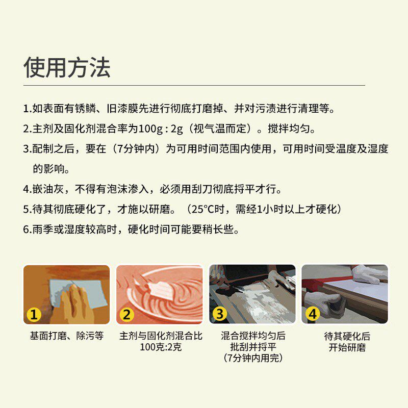 耐高温原子灰汽车钣金腻子补坑泥快干补漆木器木质喷漆金属模型