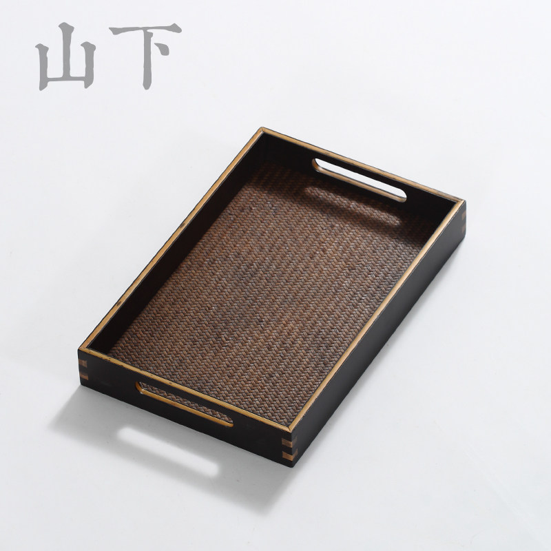 竹编创意茶托盘日式茶道奉茶盘功夫茶具敬茶端茶盘茶水盘竹制托盘