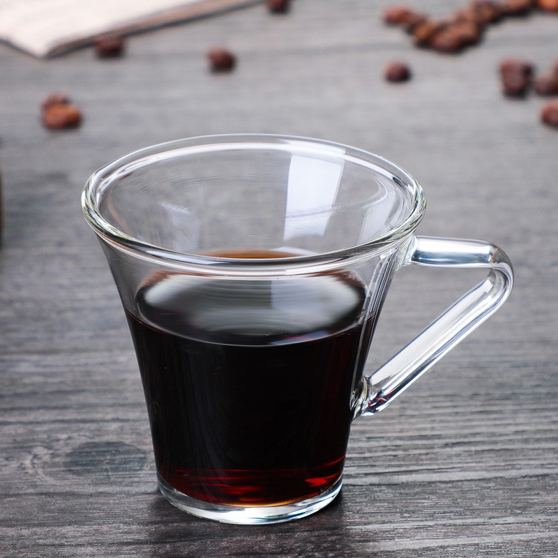 法式浓缩咖啡杯耐热玻璃带把咖啡杯家用配碟咖啡杯小号咖啡杯套装