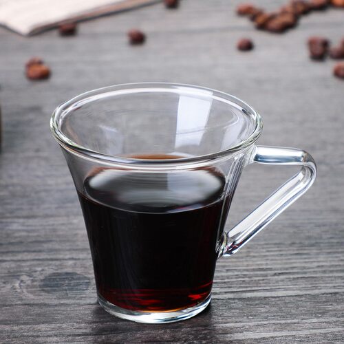 法式浓缩咖啡杯耐热玻璃带把咖啡杯家用配碟咖啡杯小号咖啡杯套装