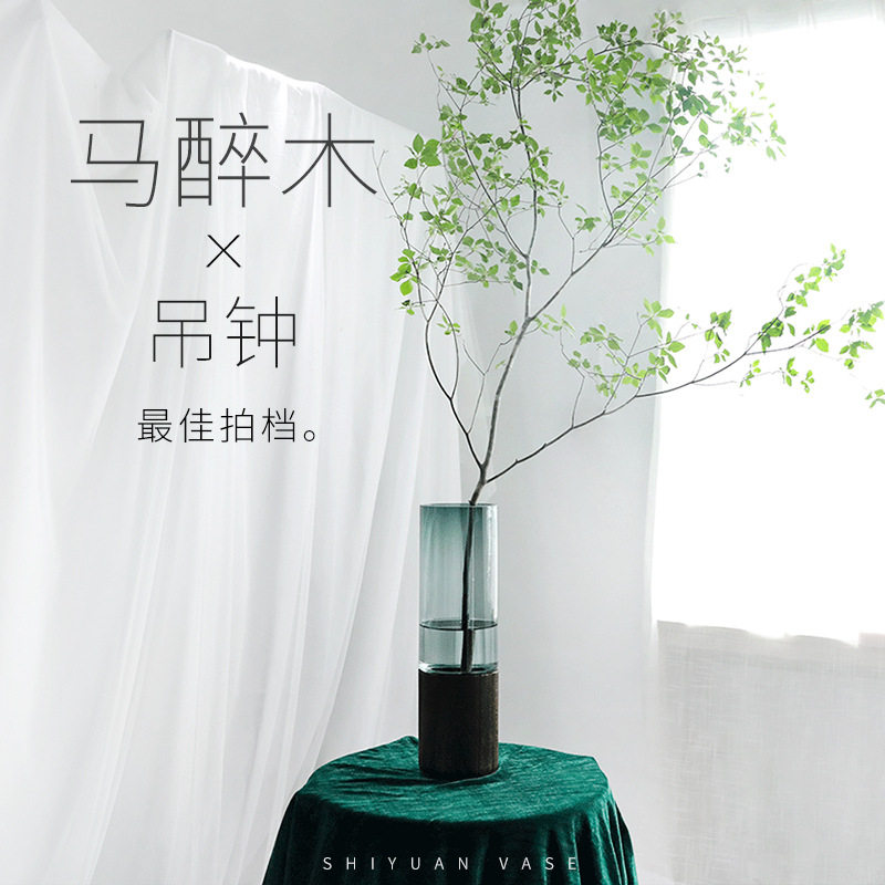 北欧简约创意插花玻璃花瓶水养富贵竹百合客厅餐桌高级感轻奢摆件