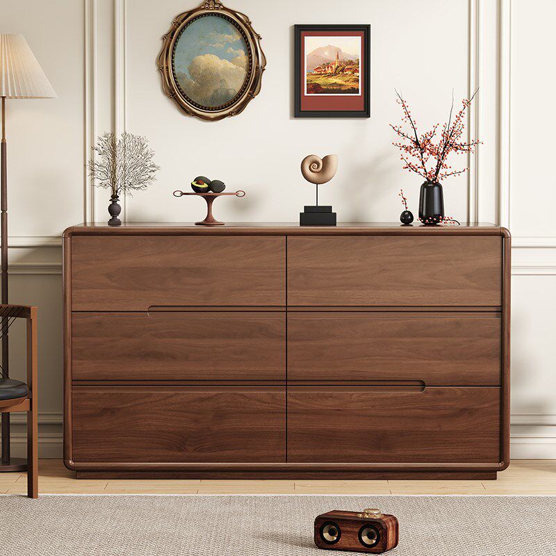 全实木斗柜卧室置物抽屉柜床尾储物柜客厅五斗柜简约复古收纳边柜