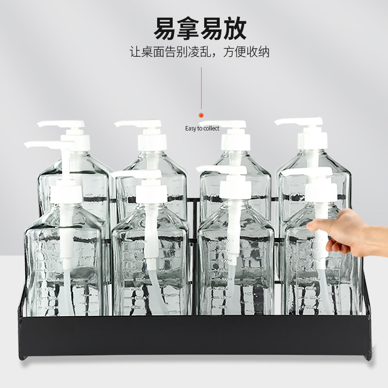 咖啡厅收纳整理架糖压瓶架子八瓶铁艺糖压瓶架加粗四格糖浆展示架