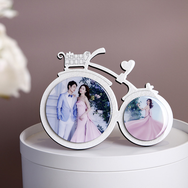 婚纱儿童圆形相框水晶照片制作宝宝新生婴儿结婚摆台定制礼物画框
