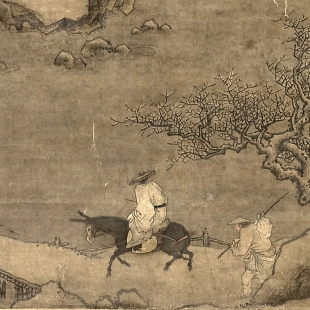 北宋郭熙寒山雪霁图古代山水画字画卷轴国画名画复制品仿古画挂画