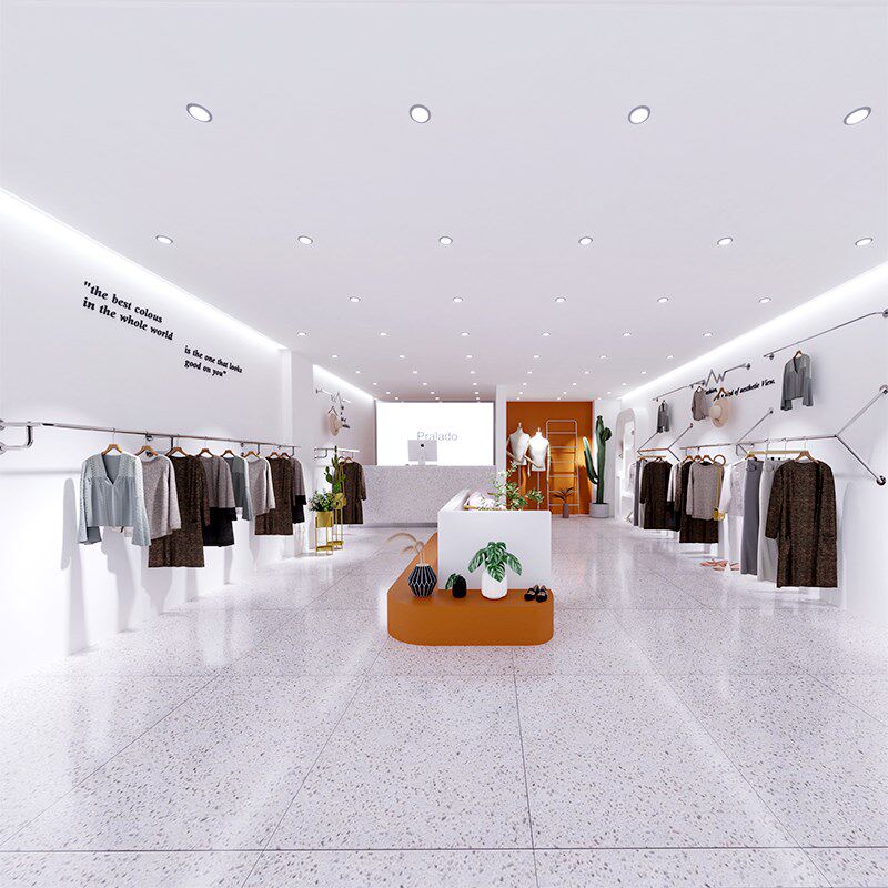 服装店上墙不锈钢简约展示架挂壁式女装店童装店服货架